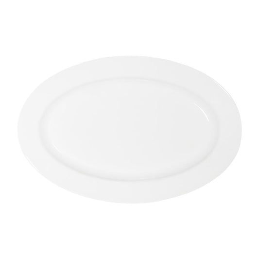 Tablekraft Core Platter Oval Rim Shape White 230x155x23mm (6 Pack) (Dimension: 230x155x23mm. Material: Porcelain. Pack Quantity: 6) • PAS-HU938