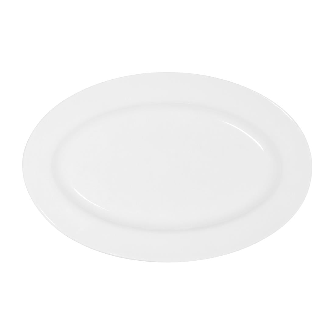 Tablekraft Core Platter Oval Rim Shape White 260x170x24mm (6 Pack) (Dimensions: 260x170x24mm. Material: Porcelain. Pack Quantity: 6) • PAS-HU939