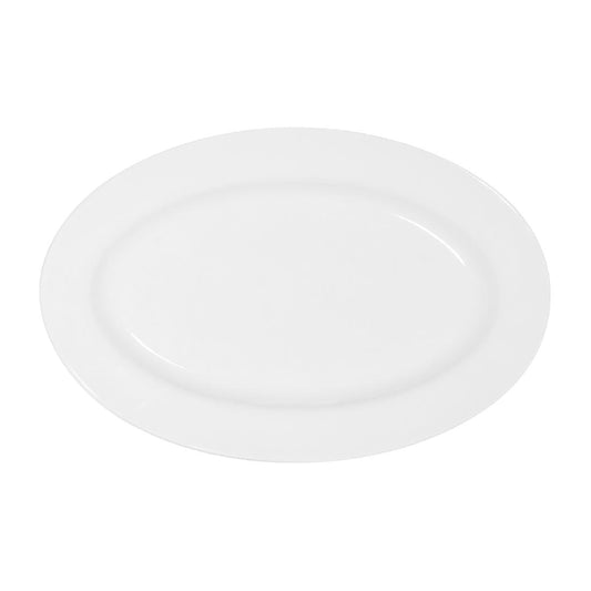 Tablekraft Core Platter Oval Rim Shape White 260x170x24mm (6 Pack) (Dimensions: 260x170x24mm. Material: Porcelain. Pack Quantity: 6) • PAS-HU939