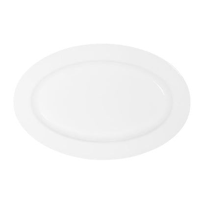 Tablekraft Core Platter Oval Rim Shape White 300x200x28mm (6 Pack) (Dimensions: 300x200x28mm. Material: Porcelain. Pack Quantity: 6) • PAS-HU940