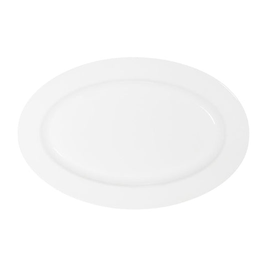 Tablekraft Core Platter Oval Rim Shape White 300x200x28mm (6 Pack) (Dimensions: 300x200x28mm. Material: Porcelain. Pack Quantity: 6) • PAS-HU940