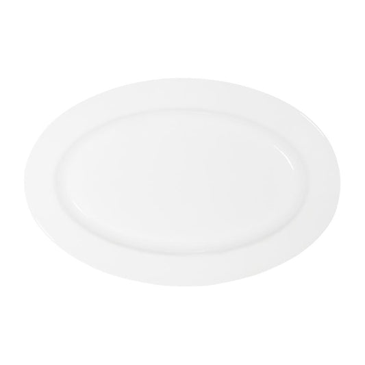 Tablekraft Core Platter Oval Rim Shape White 355x240x30mm (3 Pack) (Dimensions: 355x240x30mm. Material: Porcelain. Pack Quantity: 3) • PAS-HU941