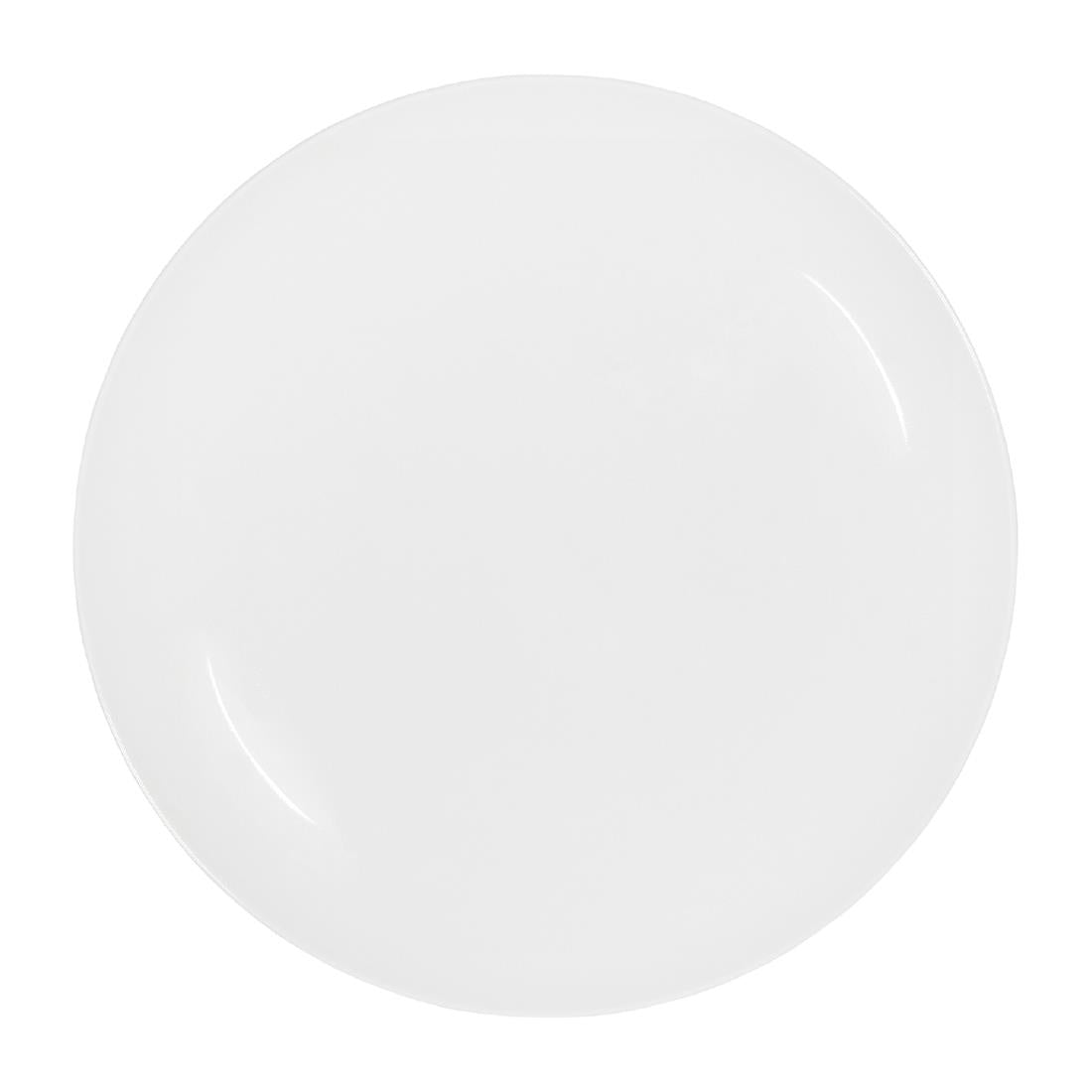 Tablekraft Core Round Plate Coupe Shape White 225mm (6 Pack) (Dimension: 225mm | Material: Porcelain | Pack Quantity: 6) • PAS-HU947