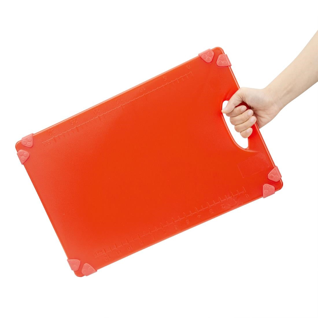 Hygiplas Commercial Grip Chopping Board Red - 458x306mm (HDPE | 458(L)x306(W) | Thickness: 12mm | Red: raw meats) • PAS-HW005