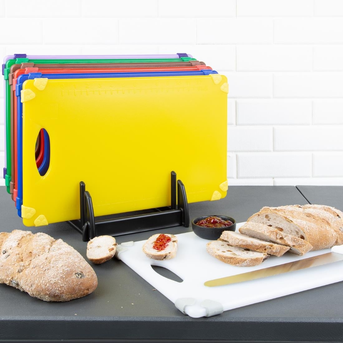 Hygiplas Commercial Grip Chopping Board 458x306x12mm (7 Pack) (458(L)x306(W)x12(D)mm | Pack Quantity: 7) • PAS-HW001