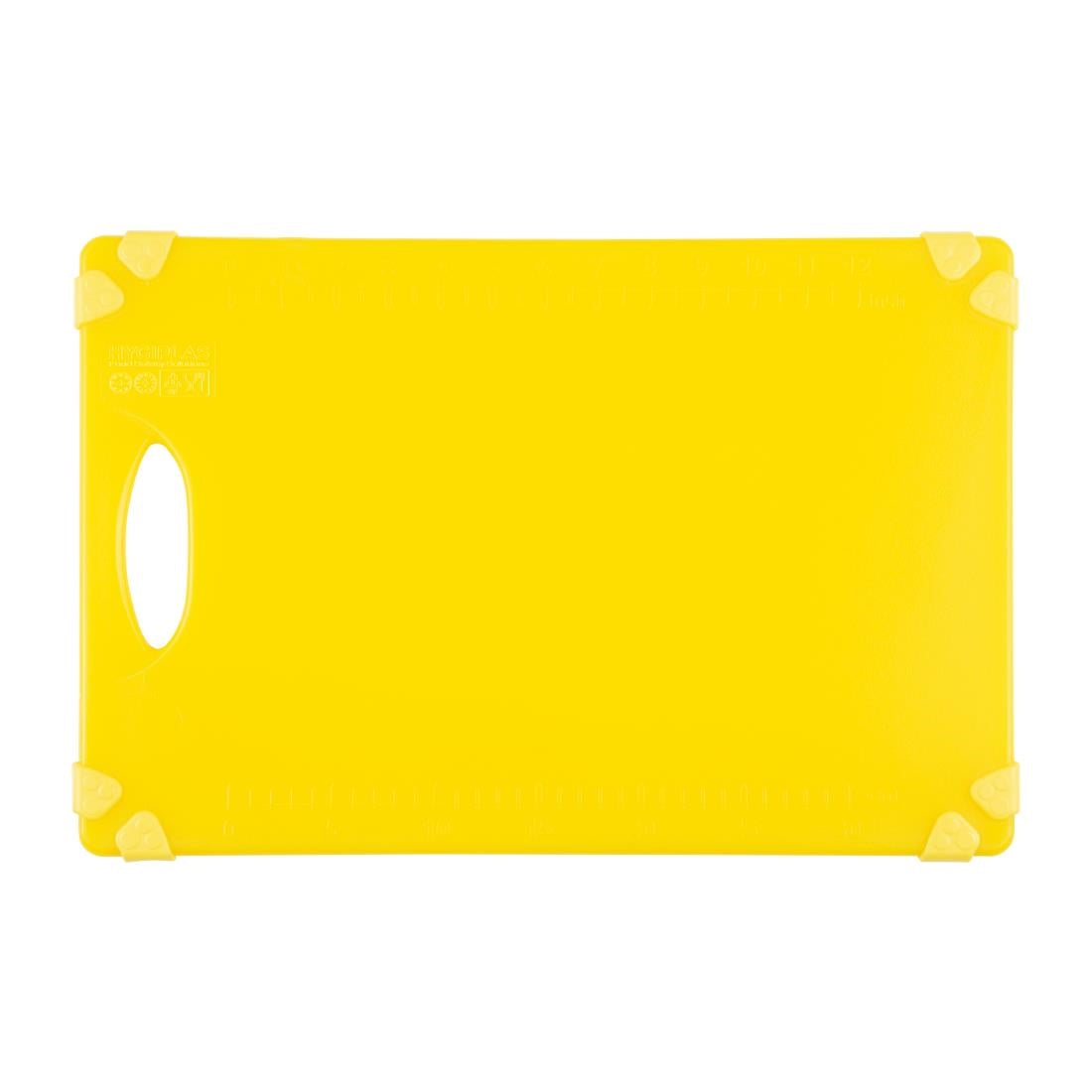 Hygiplas Commercial Grip Chopping Board Yellow - 458x306mm (HDPE | 458(L)x306(W) | Thickness: 12mm | Yellow: cooked meats) • PAS-HW007