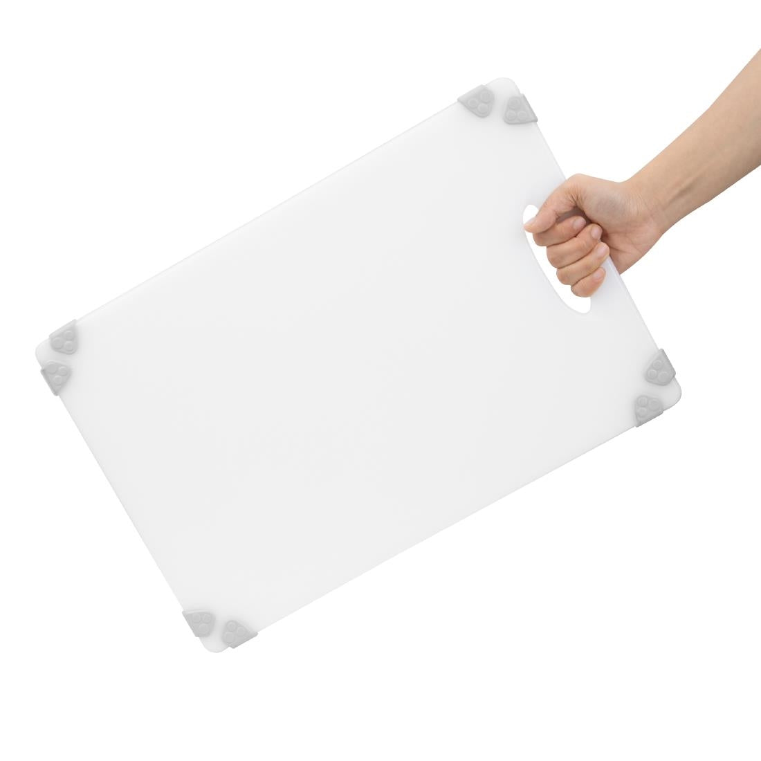 Hygiplas Commercial Grip Chopping Board White - 458x306mm (HDPE | 458(L)x306(W) | Thickness: 12mm | White: dairy & bakery) • PAS-HW008