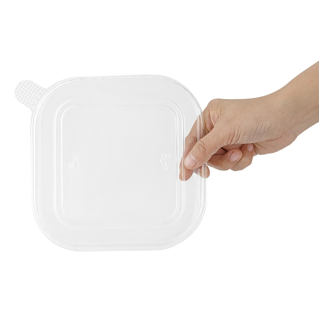 Fiesta Recyclable PET lid for Square Container Bases (300 Pack) (Pack Quantity: 300) • PAS-HW019