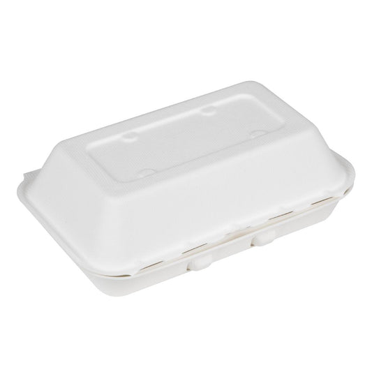 Fiesta Compostable Bagasse Food Containers 245x150mm (200 Pack) (245(H)x400(W)x335(D)mm) • PAS-HW020