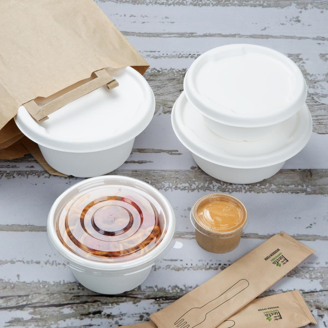 Fiesta Compostable Bagasse Bowl Base 400ml (50 Pack) (400ml | Pack quantity: 50) • PAS-HW021