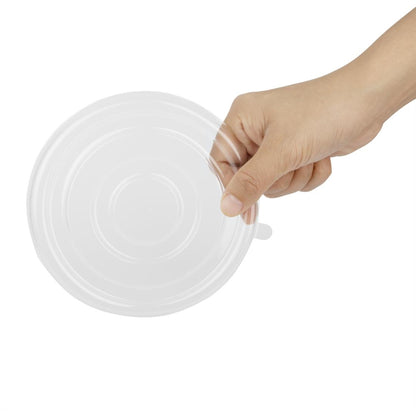 Fiesta Recyclable PET Lids for 400/500ml Bowl Bases (50 Pack) (Fits Fiesta 400ml & 500ml bagasse bowl bases. Pack quantity: 50) • PAS-HW026