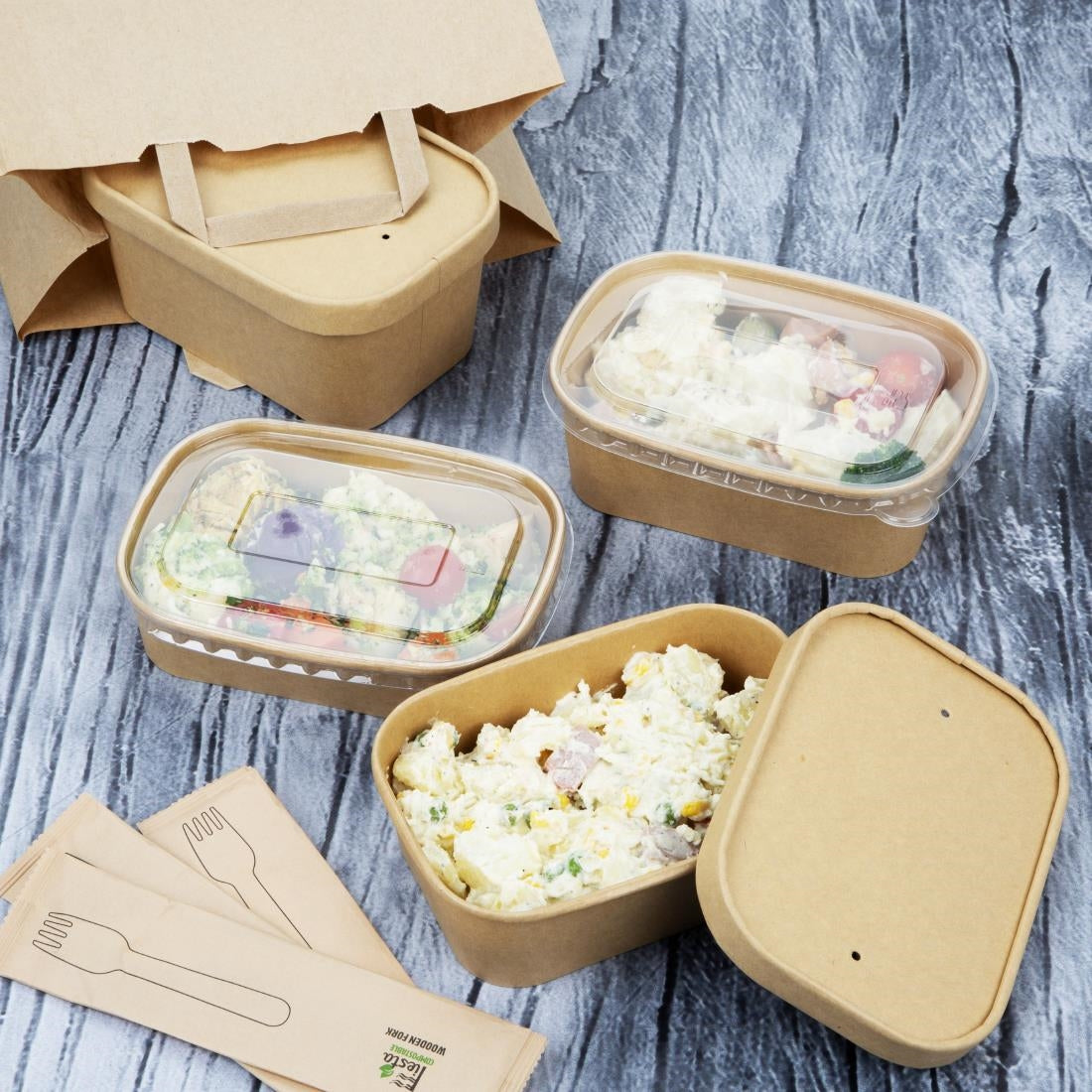 Fiesta Recyclable Rectangular Food Containers 650ml (300 Pack) (52(H)x172(W)x122(D)mm | Pack Quantity: 300) • PAS-HW621