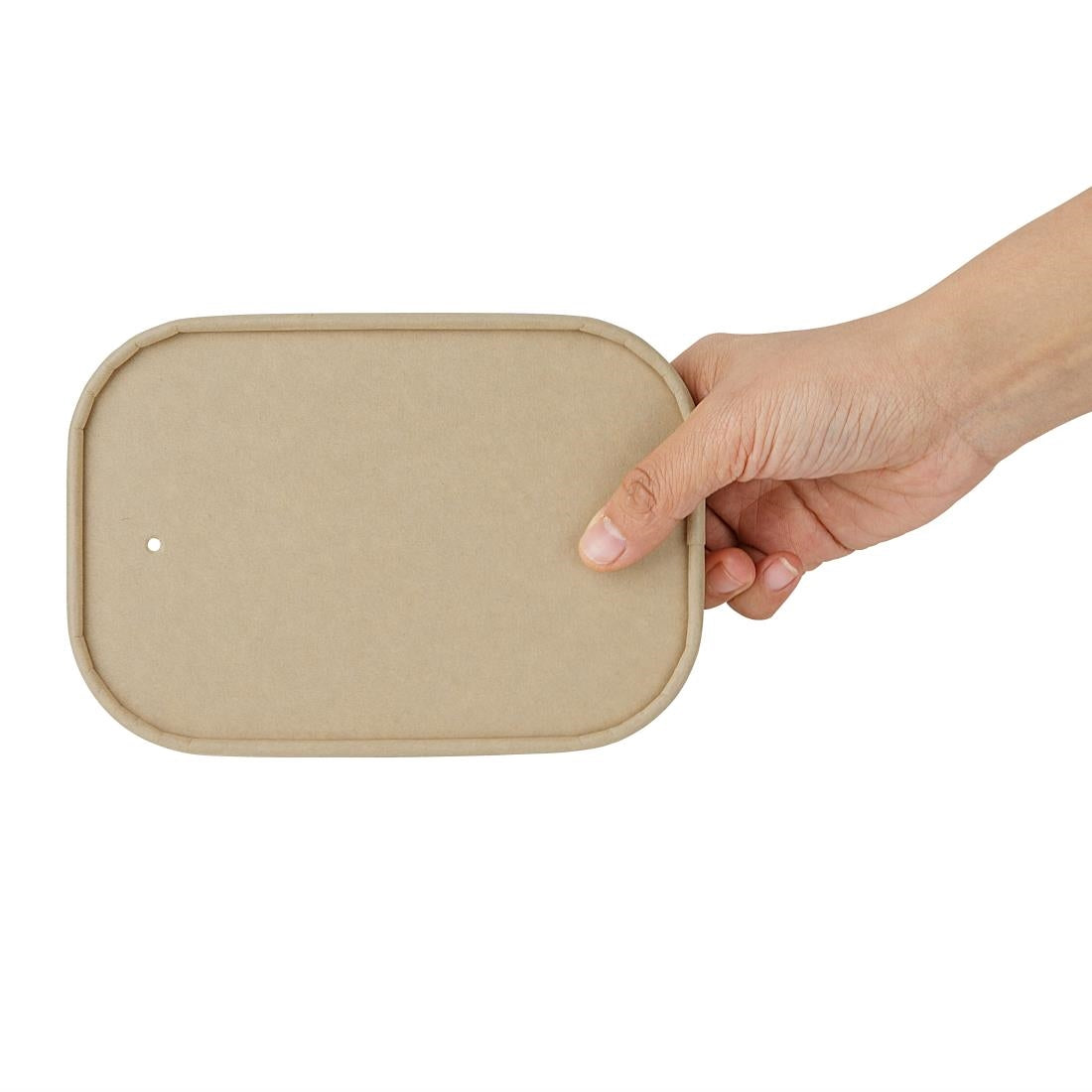 Fiesta Recyclable Paper Lids for Rectangular Containers (300 Pack) (173(L)x123(W)x16(D)mm | Pack Quantity: 300) • PAS-HW624