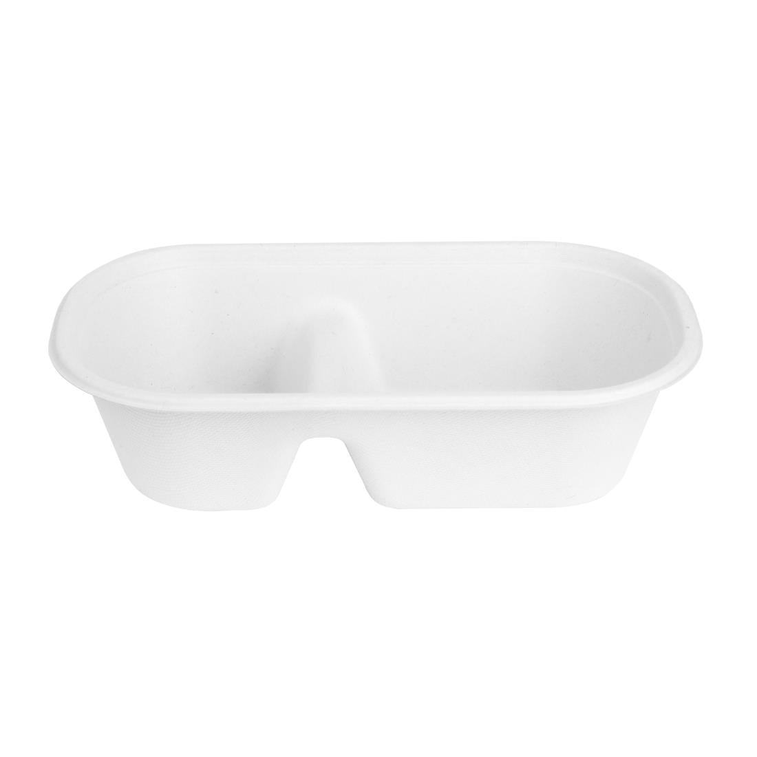 Fiesta Compostable Bagasse Oval 2-Compartment Container - 900ml (100 pack) (Pack of 100) • PAS-HW628