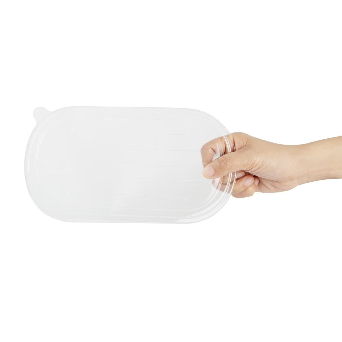 Fiesta Recyclable PET Lids for Bagasse Oval Containers (100 pack) (Pack of 100) • PAS-HW630