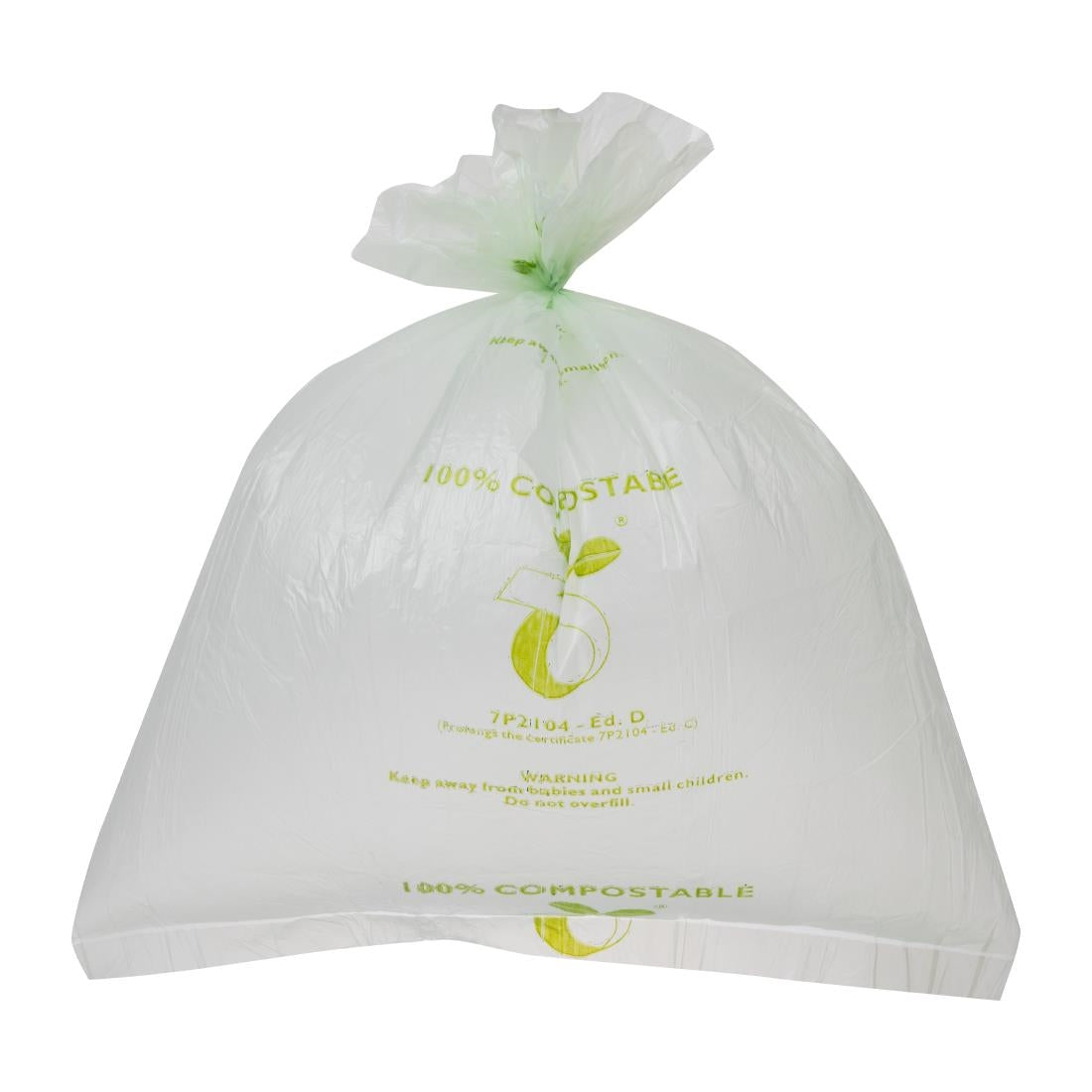 Jantex Green Compostable Bin Liners 10Ltr (24 Pack) (Capacity: 10Ltr. Maximum Weight Capacity: 3-5kg. 445(L)x390(W)mm) • PAS-HW684