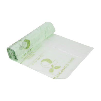 Jantex Green Compostable Bin Liners 10Ltr (24 Pack) (Capacity: 10Ltr. Maximum Weight Capacity: 3-5kg. 445(L)x390(W)mm) • PAS-HW684