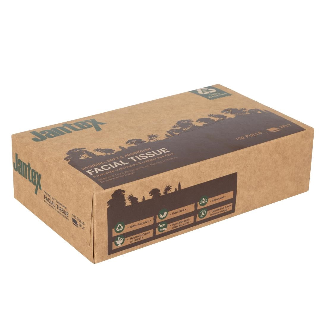 "Jantex Green 100% Recycled Facial Tissues 100 Sheets (36 Pack)" (100 Sheets Per Box | Pack Quantity: 36) • PAS-HW715