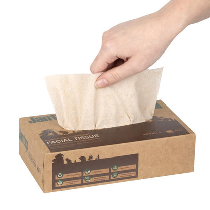"Jantex Green 100% Recycled Facial Tissues 100 Sheets (36 Pack)" (100 Sheets Per Box | Pack Quantity: 36) • PAS-HW715