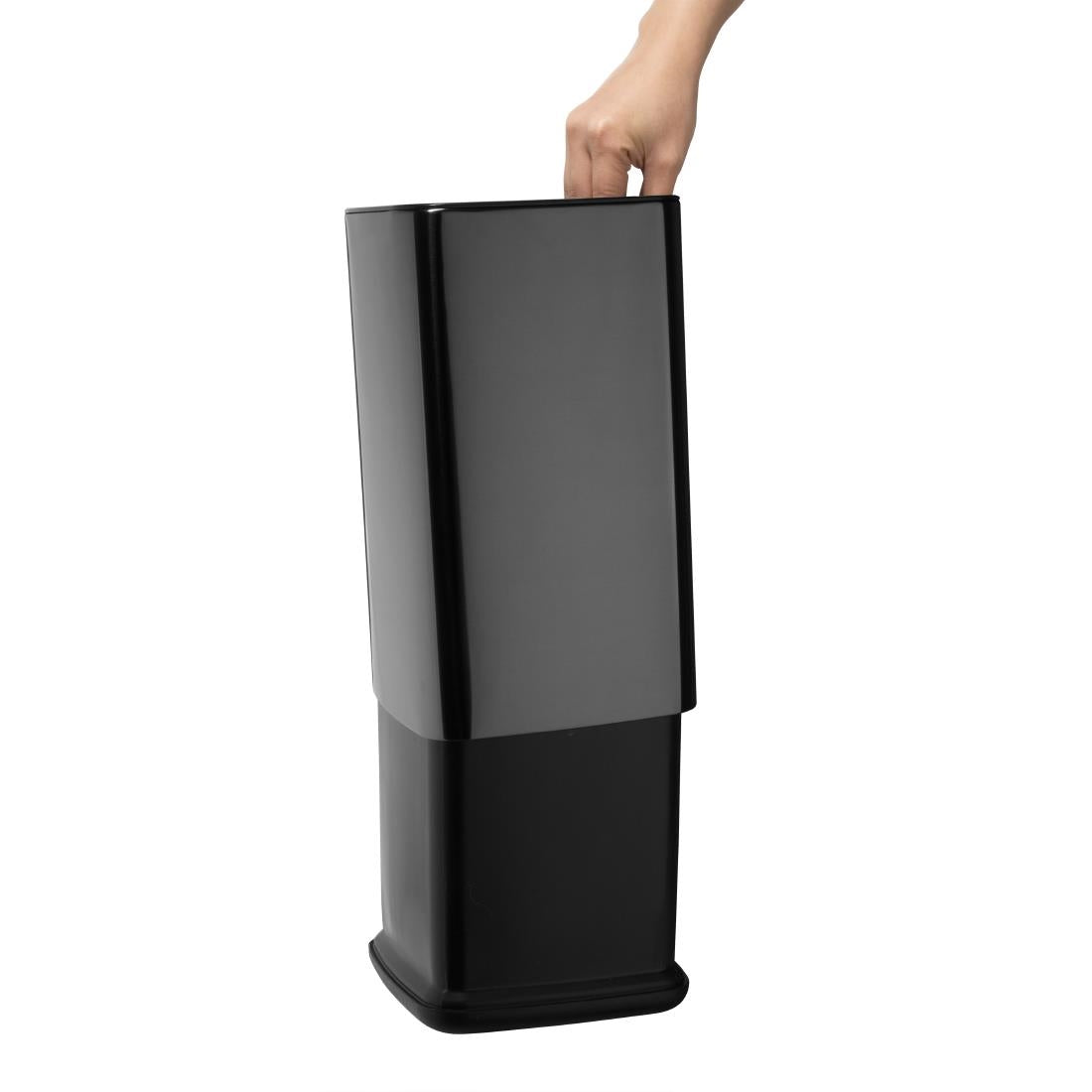 Bolero Square Waste Bin Titanium Black 7Ltr (Removable outer shell | Material: Polypropylene | 310(H)x179(W)x178(D)mm) • PAS-HX259