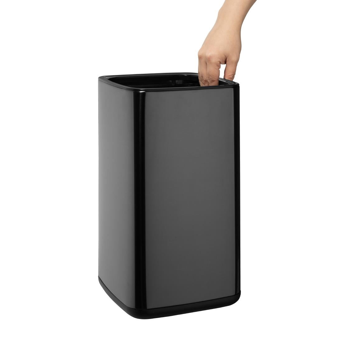 Bolero Square Waste Bin Titanium Black 10Ltr (Removable outer shell | Material: Polypropylene | 353(H)x198(W)x199(D)mm) • PAS-HX260