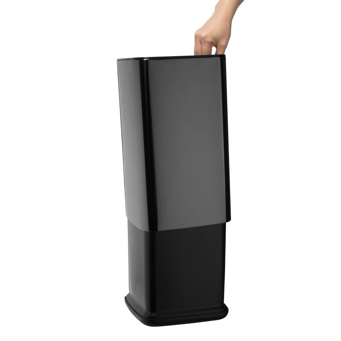 Bolero Square Waste Bin Titanium Black 10Ltr (Removable outer shell | Material: Polypropylene | 353(H)x198(W)x199(D)mm) • PAS-HX260