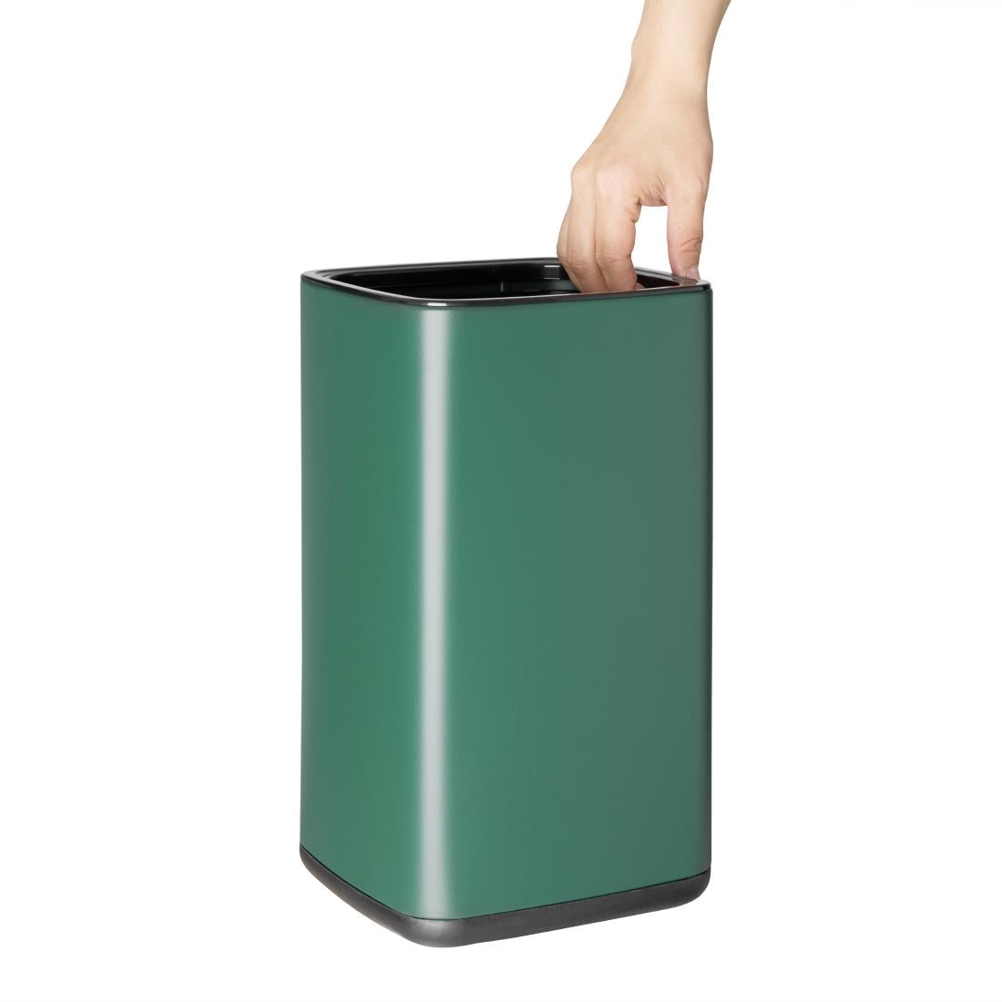 Bolero Square Waste Bin Green 7Ltr (Removable outer shell | Material: Polypropylene | 310(H)x179(W)x178(D)mm) • PAS-HX261