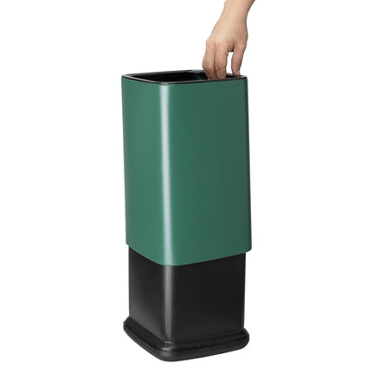 Bolero Square Waste Bin Green 10Ltr (Removable outer shell | Material: Polypropylene | 353(H)x199(L)x198(W)mm) • PAS-HX262
