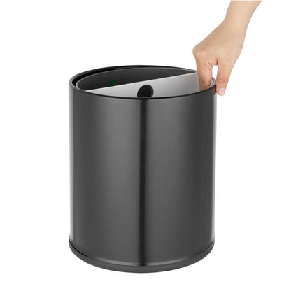 Bolero 2 Compartment Hotel Bin Black (Includes Grey & White Inner Buckets | Material: Polypropylene | 270(H)x216(Ø)mm) • PAS-HX267
