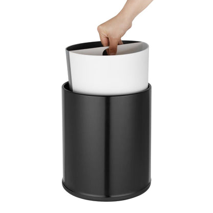 Bolero 2 Compartment Hotel Bin Black (Includes Grey & White Inner Buckets | Material: Polypropylene | 270(H)x216(Ø)mm) • PAS-HX267