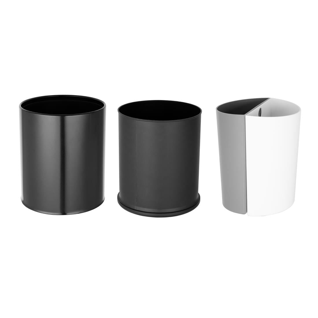 Bolero 2 Compartment Hotel Bin Black (Includes Grey & White Inner Buckets | Material: Polypropylene | 270(H)x216(Ø)mm) • PAS-HX267