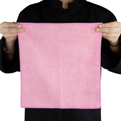 Jantex Microfibre Cloths Pink (5 Pack) (400(L)x400(W)mm | Pack Quantity: 5) • PAS-HX271