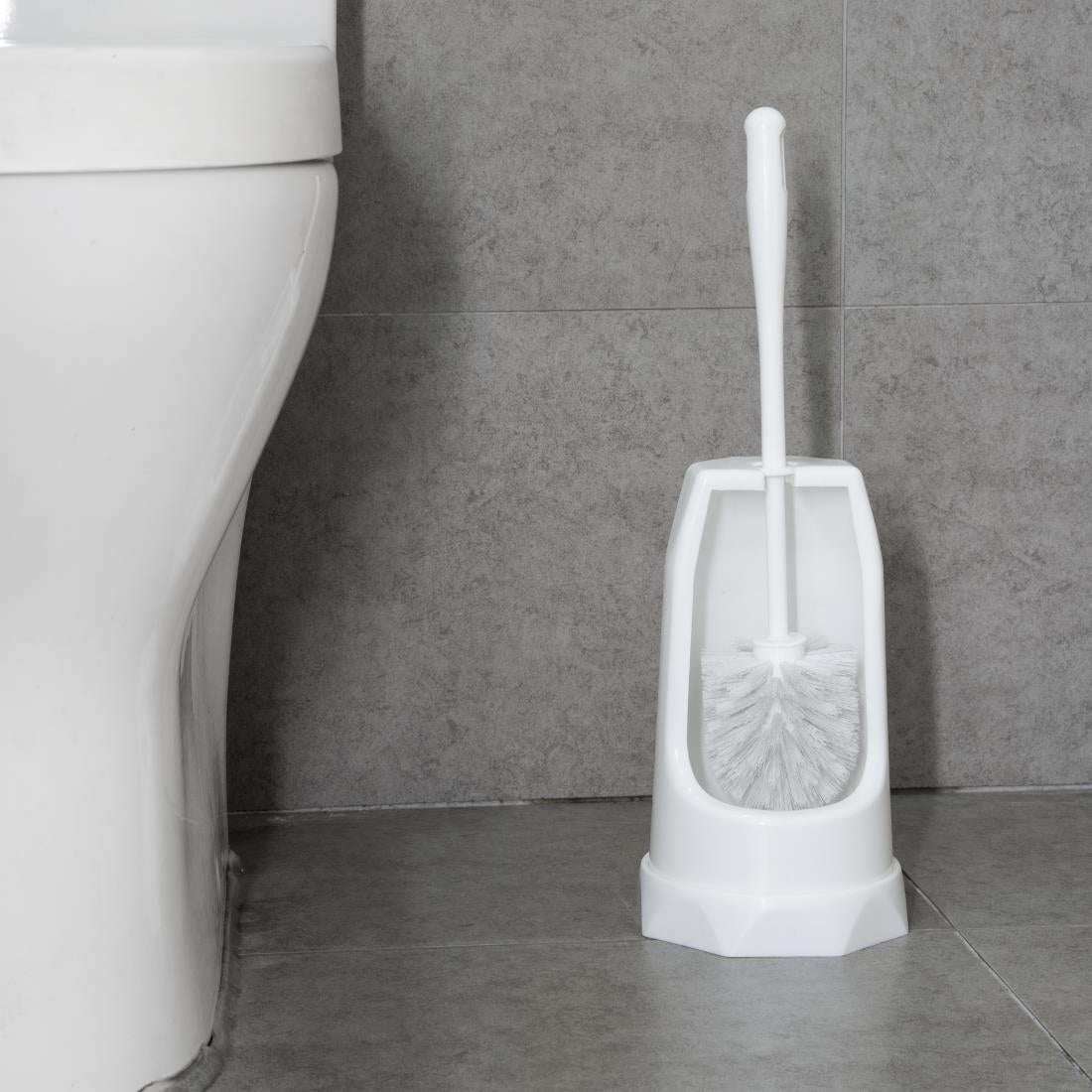 Jantex Round Toilet Brush & Holder - White • PAS-HX386