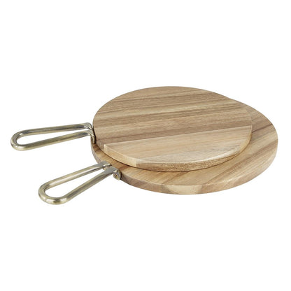 Olympia Round Paddle Board Acacia Wood Metal Handle 458x305mm (458(L)x305(W)x20(H)mm | Material: acacia wood) • PAS-HX389