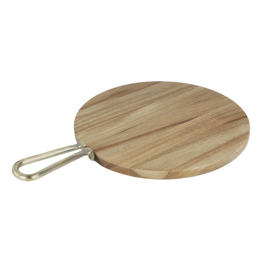 Olympia Round Paddle Board Acacia Wood With Metal Handle 505x356mm (505(L)x356(W)x20(H)mm | Material: Acacia Wood) • PAS-HX390