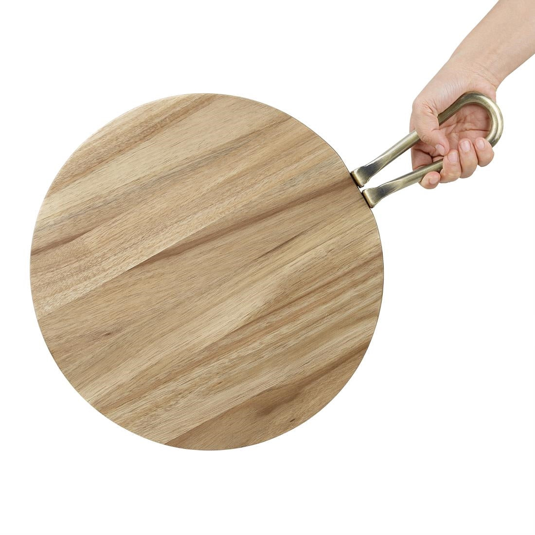 Olympia Round Paddle Board Acacia Wood With Metal Handle 505x356mm (505(L)x356(W)x20(H)mm | Material: Acacia Wood) • PAS-HX390