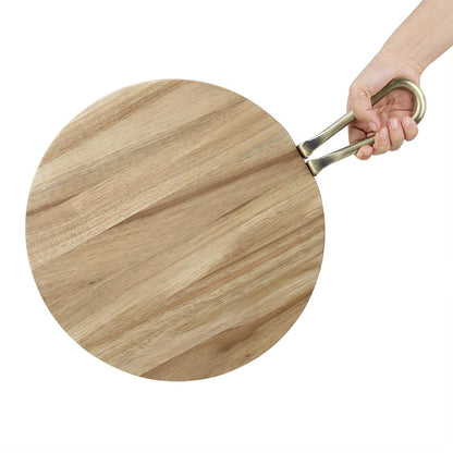 Olympia Round Paddle Board Acacia Wood With Metal Handle 505x356mm (505(L)x356(W)x20(H)mm | Material: Acacia Wood) • PAS-HX390