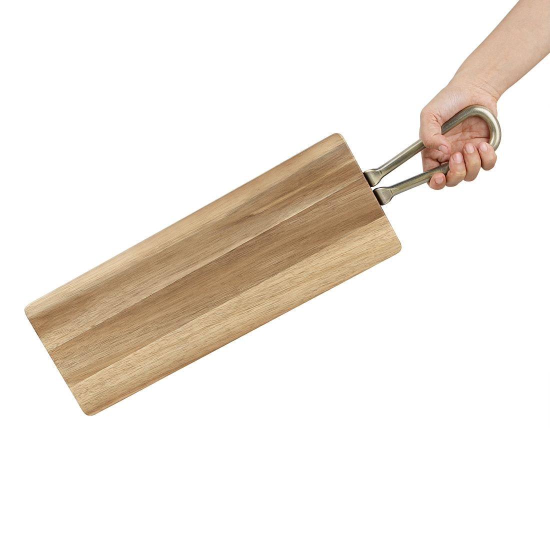 Olympia Rectangular Paddle Board Acacia Wood With Metal Handle 575x152mm (575(L)x152(W)x20(H)mm | Material: Acacia Wood) • PAS-HX391