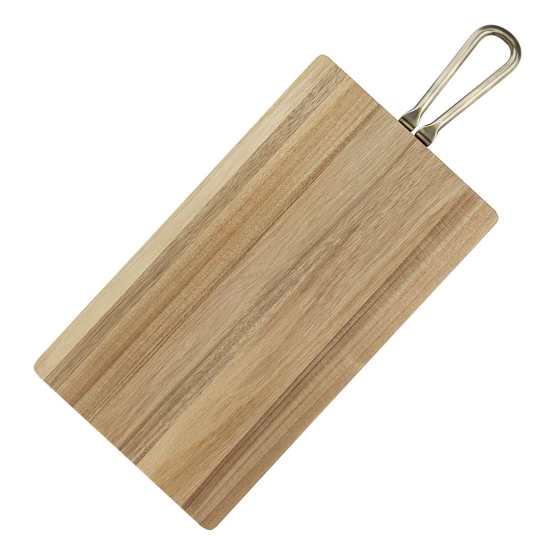 Olympia Rectangular Paddle Board Acacia Wood with Metal Handles 615x260x20mm (615(L)x260(W)x20(H)mm | Material: Acacia Wood) • PAS-HX392