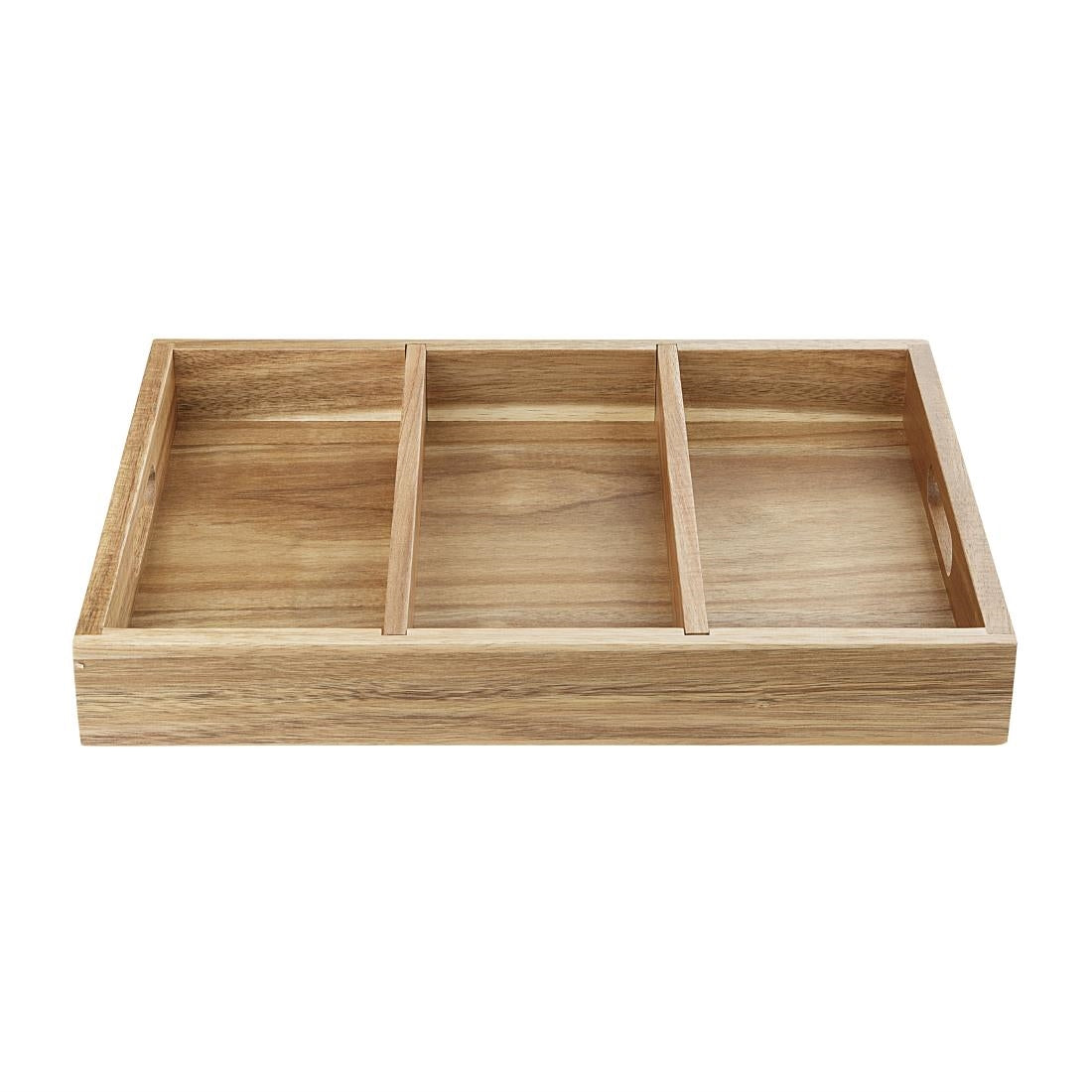 Olympia 3 Section Cutlery Tray Acacia Wood (380(L)x280(W)x50(H)mm | Material: Acacia Wood) • PAS-HX396