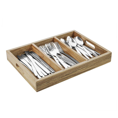 Olympia 3 Section Cutlery Tray Acacia Wood (380(L)x280(W)x50(H)mm | Material: Acacia Wood) • PAS-HX396