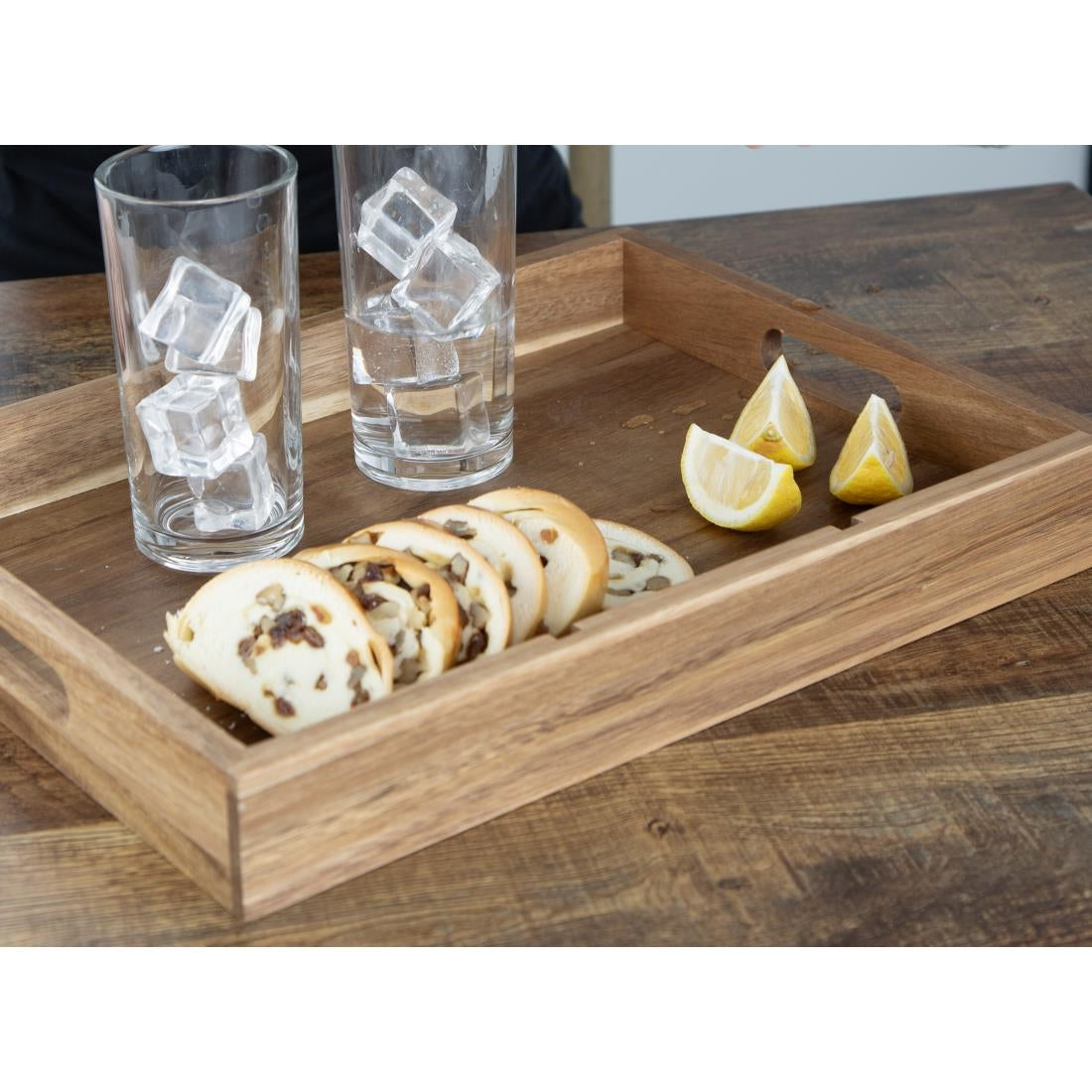 Olympia 3 Section Cutlery Tray Acacia Wood (380(L)x280(W)x50(H)mm | Material: Acacia Wood) • PAS-HX396