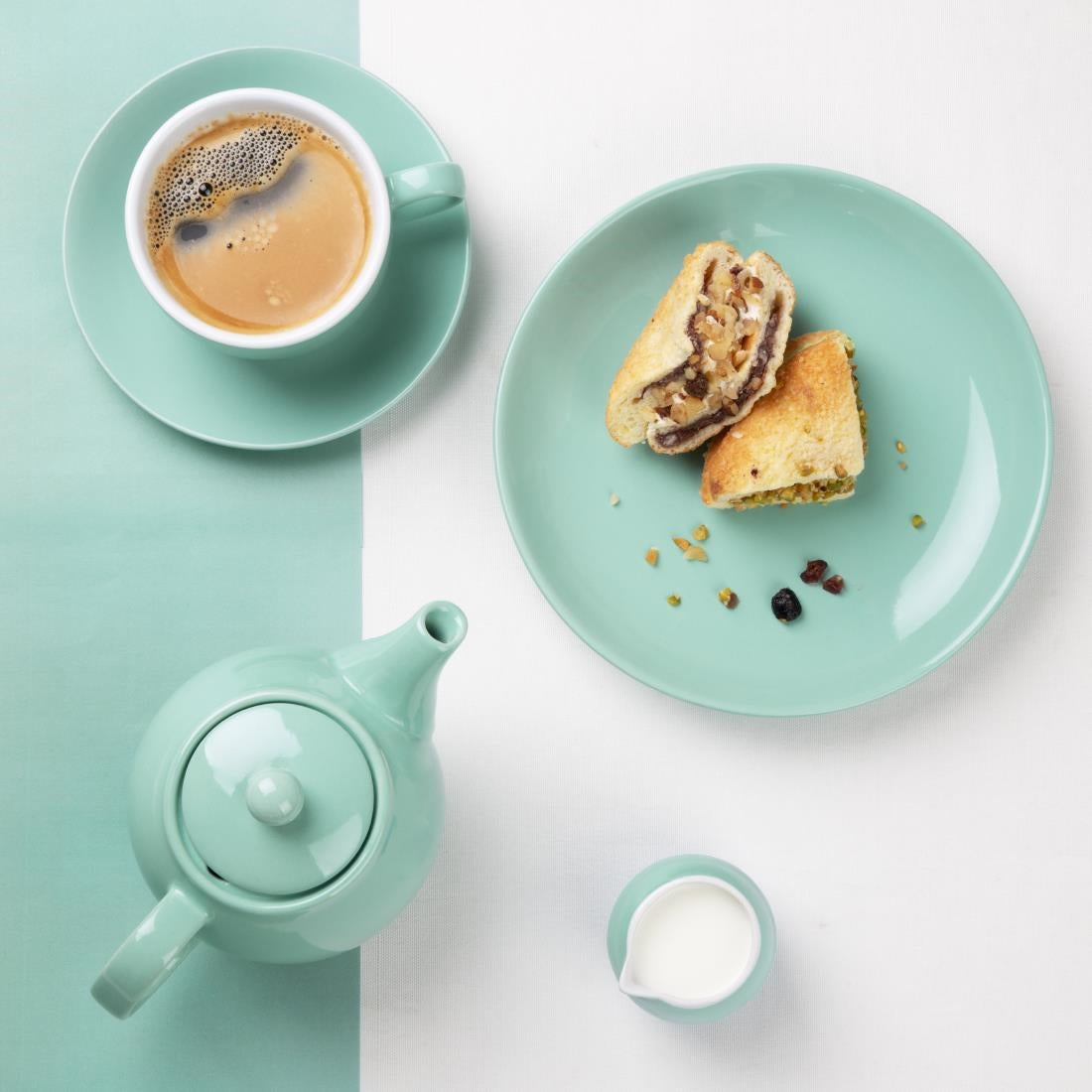 Olympia Café Teapot Aqua - 450ml (2 Pack) (450ml | Material: Stoneware | Pack Quantity: 2) • PAS-HX796