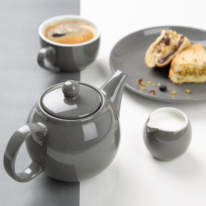 Olympia Café Teapot Charcoal - 450ml (2 Pack) (450ml | Material: Stoneware | Pack Quantity: 2) • PAS-HX797