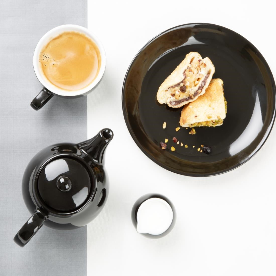Olympia Café Teapot Black - 450ml (2 Pack) (450ml | Material: stoneware | Pack quantity: 2) • PAS-HX799