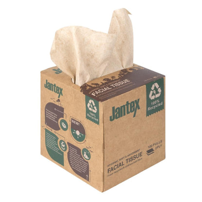 Jantex Green 100% Recycled Facial Tissue Cube 100 Sheets (36 Pack) (100 sheets per box | Pack quantity: 36) • PAS-HX931