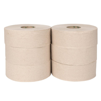 "Jantex Green 100% Recycled Jumbo Roll Refill 2ply 300m (6 Pack)" (300m of paper per roll | 2ply construction | Pack quantity: 6) • PAS-HX938