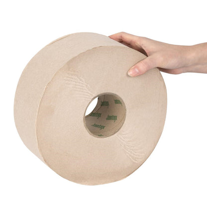 "Jantex Green 100% Recycled Jumbo Roll Refill 2ply 300m (6 Pack)" (300m of paper per roll | 2ply construction | Pack quantity: 6) • PAS-HX938