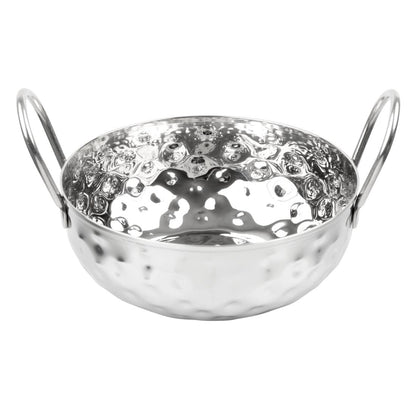 Olympia Table Presentation Hammered Kadai Dish Stainless Steel 150mm (193(L)x150(W)x60(H)mm | Material: Stainless Steel) • PAS-HY105