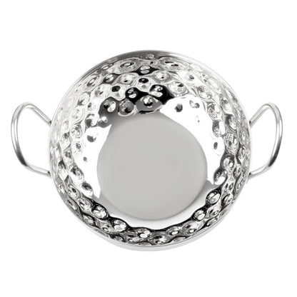 Olympia Table Presentation Hammered Kadai Dish Stainless Steel 150mm (193(L)x150(W)x60(H)mm | Material: Stainless Steel) • PAS-HY105
